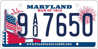 MD license plate 9AQ7650