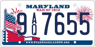 MD license plate 9AQ7655
