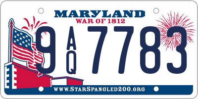 MD license plate 9AQ7783