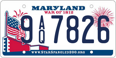 MD license plate 9AQ7826