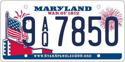 MD license plate 9AQ7850