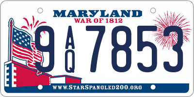 MD license plate 9AQ7853