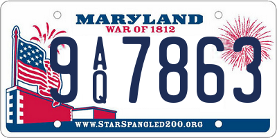 MD license plate 9AQ7863