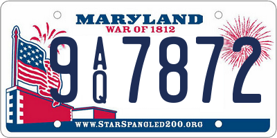 MD license plate 9AQ7872