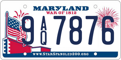 MD license plate 9AQ7876