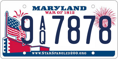 MD license plate 9AQ7878