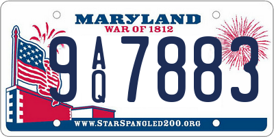 MD license plate 9AQ7883
