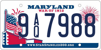MD license plate 9AQ7988