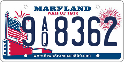 MD license plate 9AQ8362