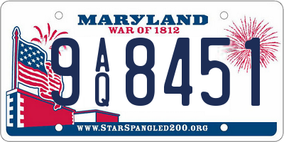 MD license plate 9AQ8451
