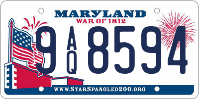MD license plate 9AQ8594