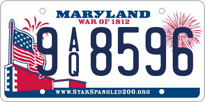 MD license plate 9AQ8596