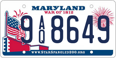 MD license plate 9AQ8649