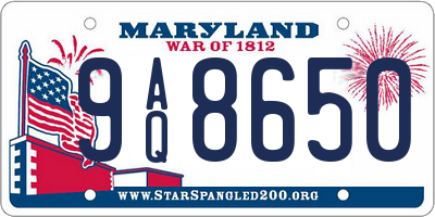 MD license plate 9AQ8650