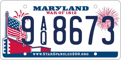 MD license plate 9AQ8673