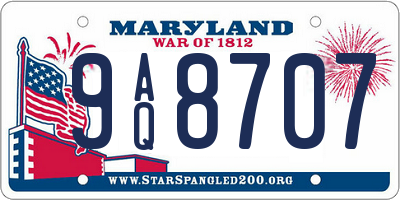 MD license plate 9AQ8707