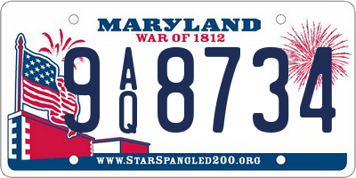 MD license plate 9AQ8734