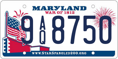 MD license plate 9AQ8750