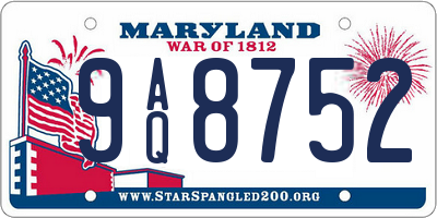 MD license plate 9AQ8752