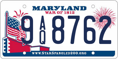 MD license plate 9AQ8762