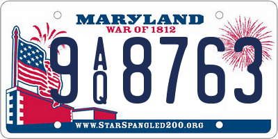 MD license plate 9AQ8763