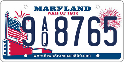 MD license plate 9AQ8765