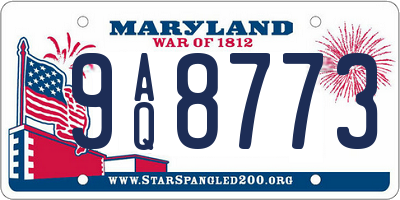 MD license plate 9AQ8773