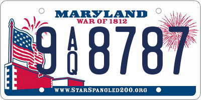 MD license plate 9AQ8787