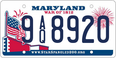 MD license plate 9AQ8920