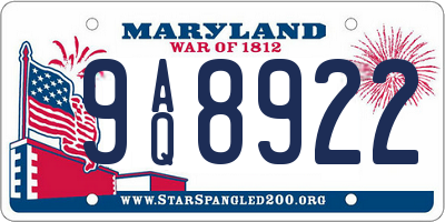 MD license plate 9AQ8922