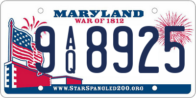 MD license plate 9AQ8925