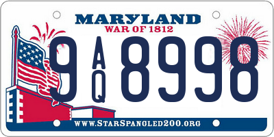 MD license plate 9AQ8998