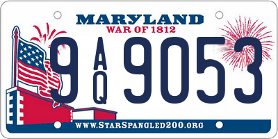 MD license plate 9AQ9053
