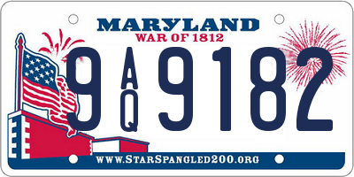 MD license plate 9AQ9182