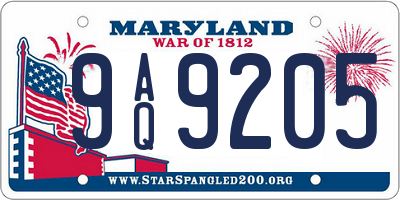 MD license plate 9AQ9205