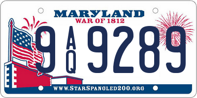 MD license plate 9AQ9289