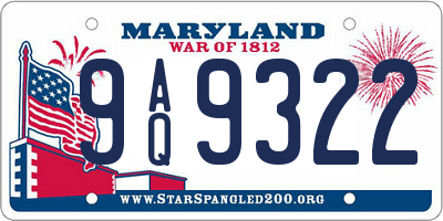 MD license plate 9AQ9322