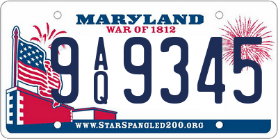 MD license plate 9AQ9345