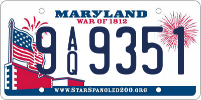 MD license plate 9AQ9351