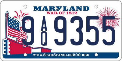 MD license plate 9AQ9355