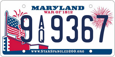 MD license plate 9AQ9367