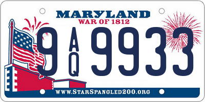 MD license plate 9AQ9933