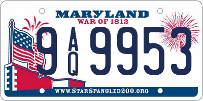 MD license plate 9AQ9953