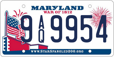 MD license plate 9AQ9954