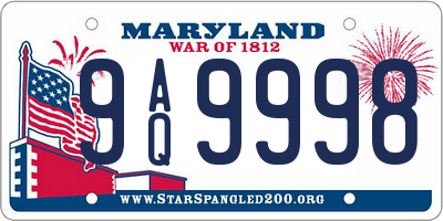 MD license plate 9AQ9998