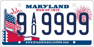 MD license plate 9AQ9999