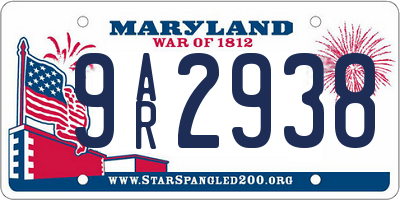 MD license plate 9AR2938