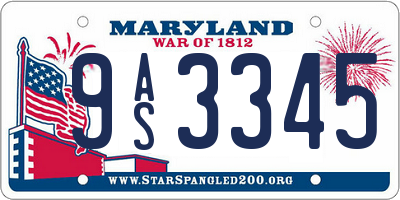 MD license plate 9AS3345
