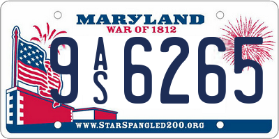 MD license plate 9AS6265