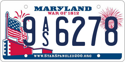 MD license plate 9AS6278